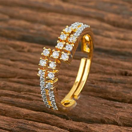 Cz Delicate Ring With Black 2 Tone Rhodium Plating