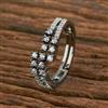 Cz Delicate Ring With Black 2 Tone Rhodium Plating