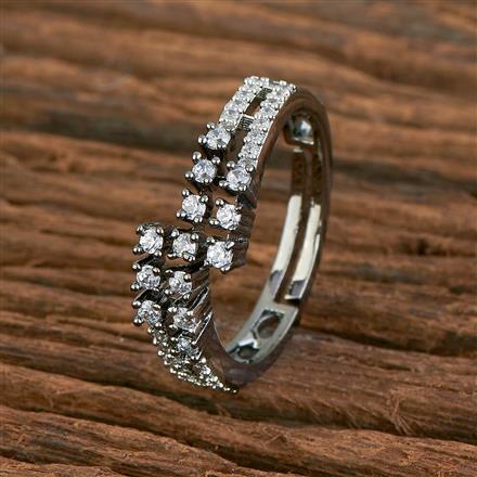 Cz Delicate Ring With Black 2 Tone Rhodium Plating