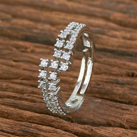 Cz Delicate Ring With Black 2 Tone Rhodium Plating