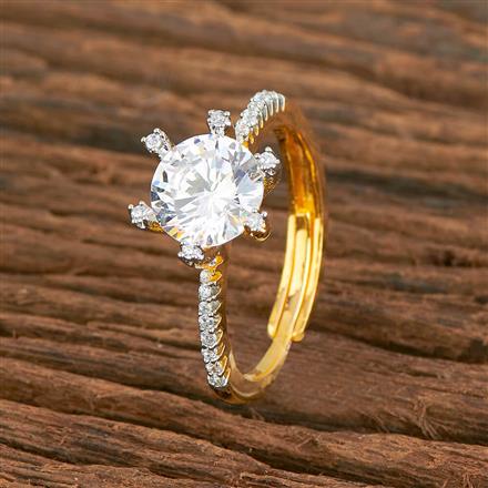 Cz Delicate Ring With Black 2 Tone Rhodium Plating