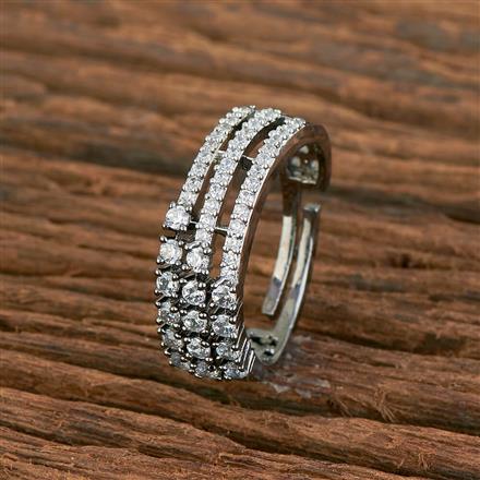 Cz Delicate Ring With Black 2 Tone Rhodium Plating