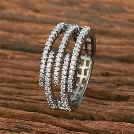 Cz Delicate Ring With Black 2 Tone Rhodium Plating