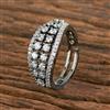 Cz Delicate Ring With Black 2 Tone Rhodium Plating