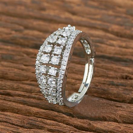 Cz Delicate Ring With Black 2 Tone Rhodium Plating