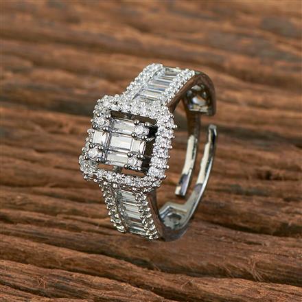 Cz Delicate Ring With Black 2 Tone Rhodium Plating