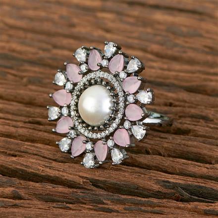 Cz Moti Ring With Black Plating