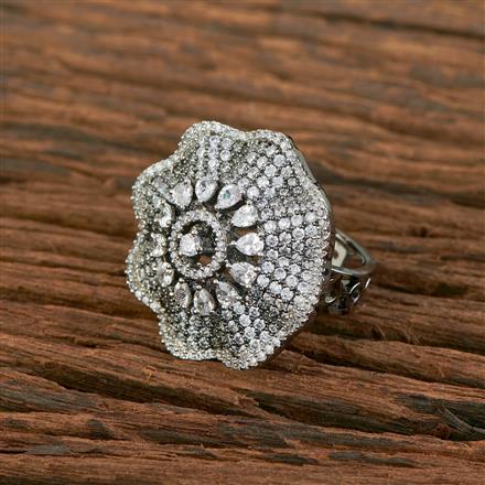 Cz Adjustable Ring With Black Plating