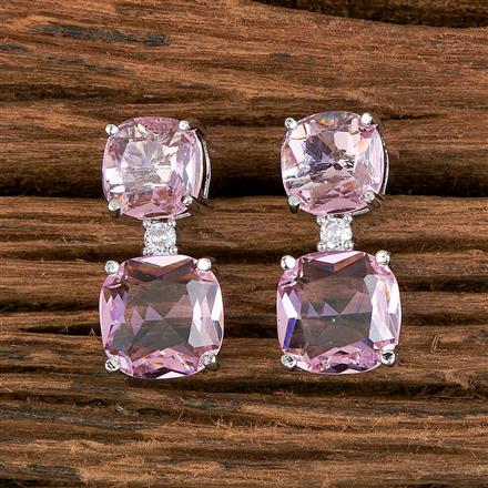 Cz Short Earring With Rhodium Plating