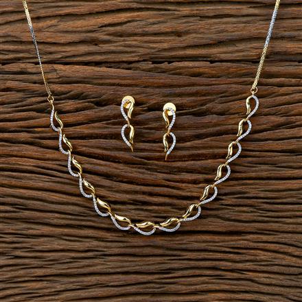 Cz Delicate Necklace With 2 Tone Plating