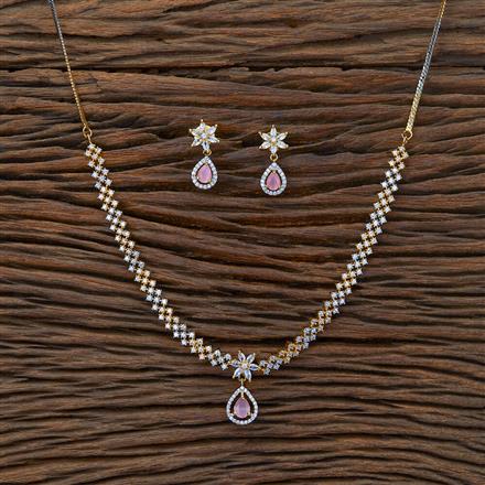 Cz Delicate Necklace With 2 Tone Plating