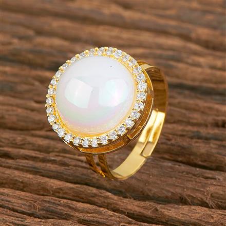 Cz Moti Ring With Gold Rhodium Plating