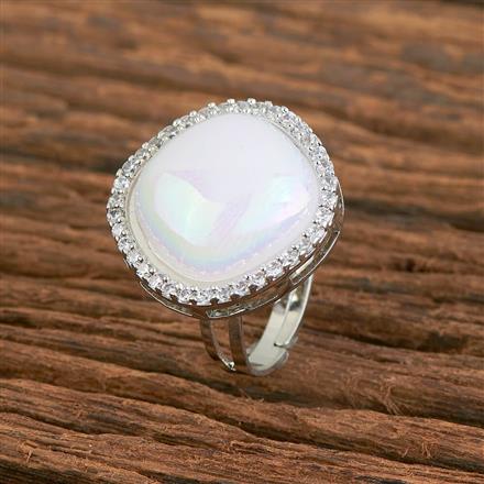 Cz Moti Ring With Gold Rhodium Plating