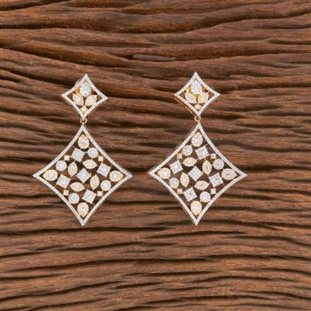 Cz Classic Earring With 2 Tone Rhodium Plating