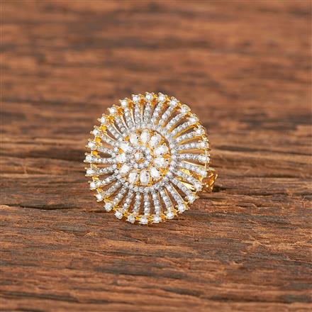 Cz Adjustable Ring With 2 Tone Rhodium Plating