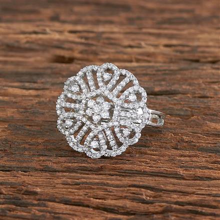 Cz Adjustable Ring With Black 2 Tone Rhodium Plating