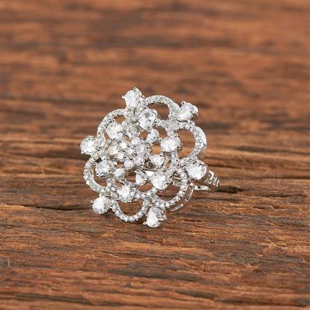 Cz Adjustable Ring With 2 Tone Rhodium Plating