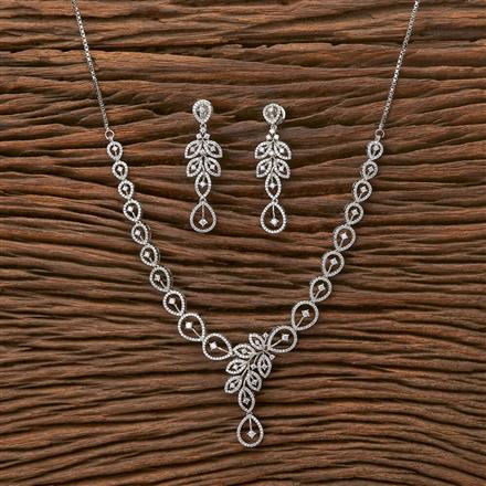 Cz Classic Necklace With 2 Tone Rhodium Plating