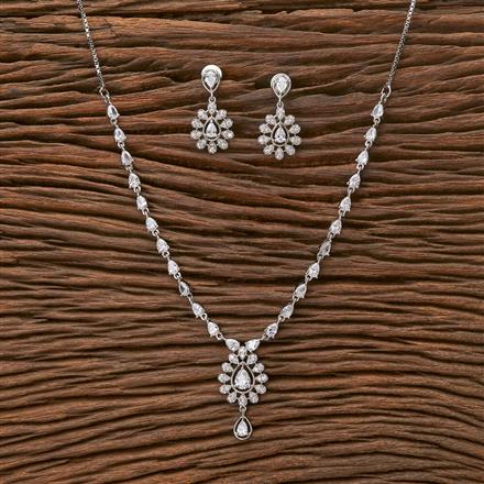 Cz Delicate Necklace With 2 Tone Rhodium Plating