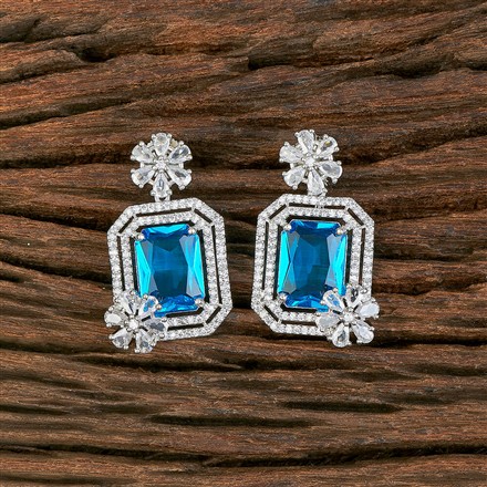 Cz Classic Earring With Rhodium Plating