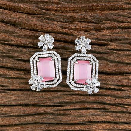 Cz Classic Earring With Rhodium Plating