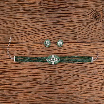 Cz Bandhai Necklace With Rhodium Plating