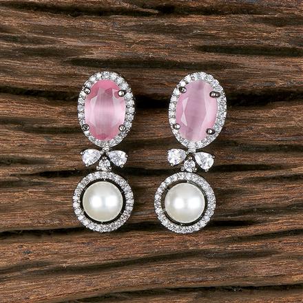 Cz Short Earring With Black Plating