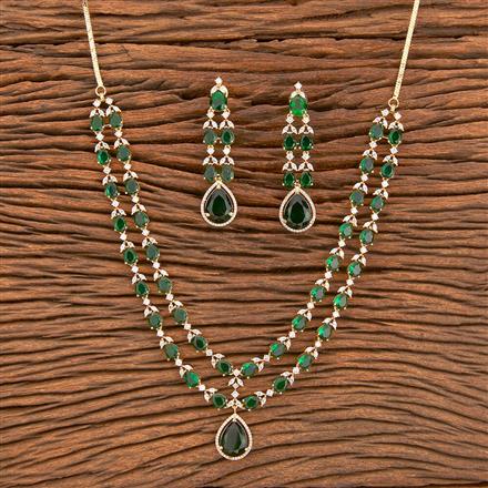 Cz 2 Line Necklace With Gold Plating