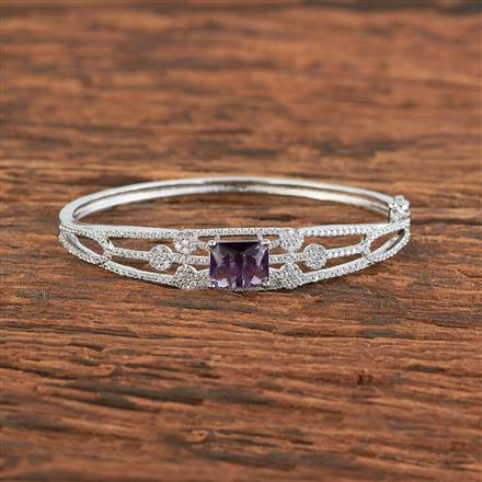 Cz Classic Kada With Rhodium Plating