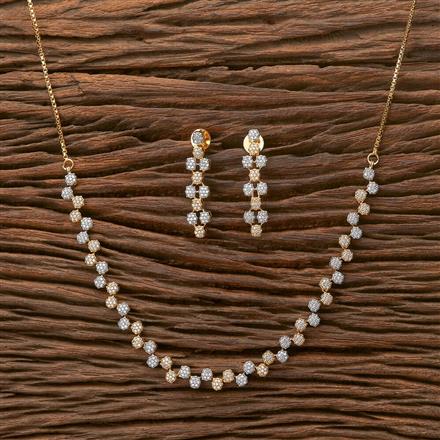 Cz Delicate Necklace With 2 Tone Rhodium Plating