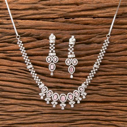 Cz Classic Necklace With Rhodium Plating