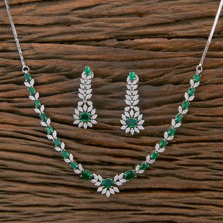 American Diamond Classic Necklace With Rhodium Plating