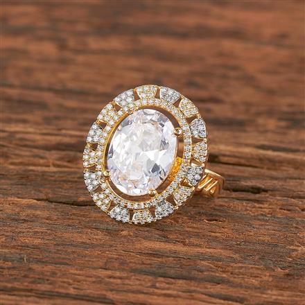 Cz Adjustable Ring With 2 Tone Rhodium Plating