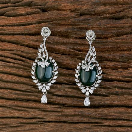 Cz Classic Earring With Rhodium Plating