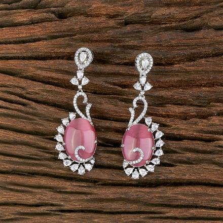 Cz Classic Earring With Rhodium Plating