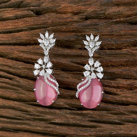 Cz Classic Earring With Rhodium Plating