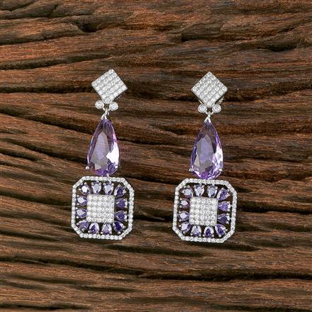 Cz Classic Earring With Rhodium Plating