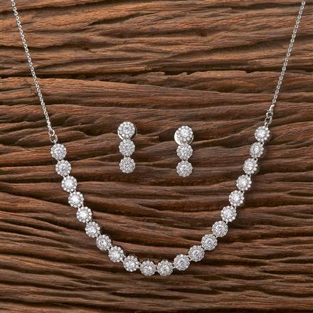 Cz Delicate Necklace With 2 Tone Rhodium Plating