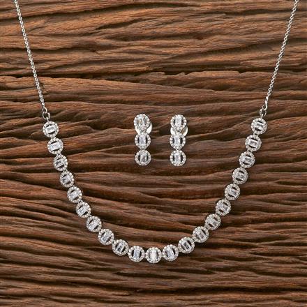 Cz Delicate Necklace With 2 Tone Rhodium Plating