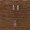 Cz Delicate Pendant Set With 2 Tone Rhodium Plating