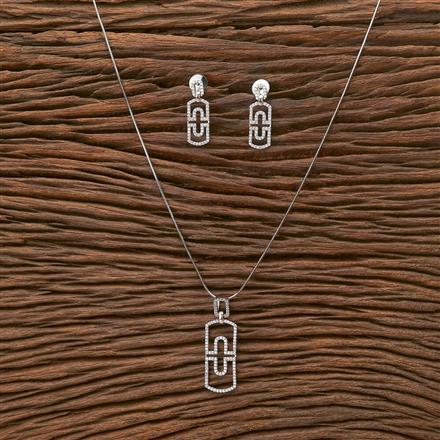 Cz Delicate Pendant Set With 2 Tone Rhodium Plating