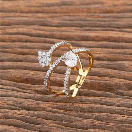 Cubic Zirconia Adjustable Ring With Gold Plating