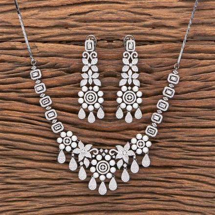 Cubic Zirconia Pearl Necklace With Gold Plating