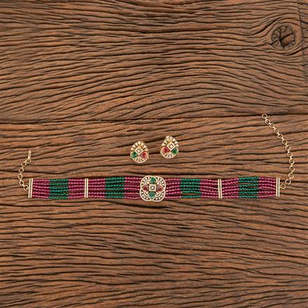 Cubic Zirconia Bandhai Necklace With Gold Plating