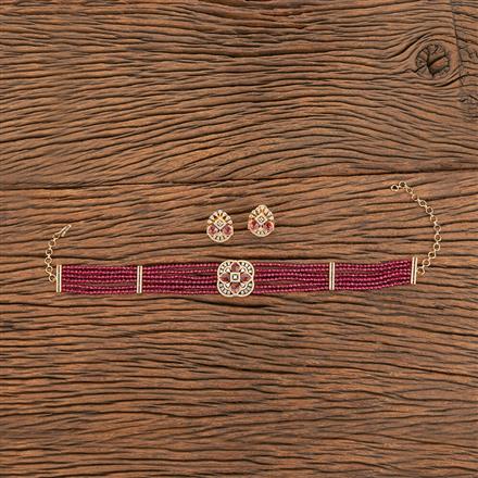 Cubic Zirconia Bandhai Necklace With Gold Plating