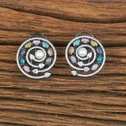 Cubic Zirconia Pearl Tops With Black Plating