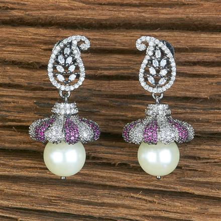 Cubic Zirconia Moti Earring With Black Plating