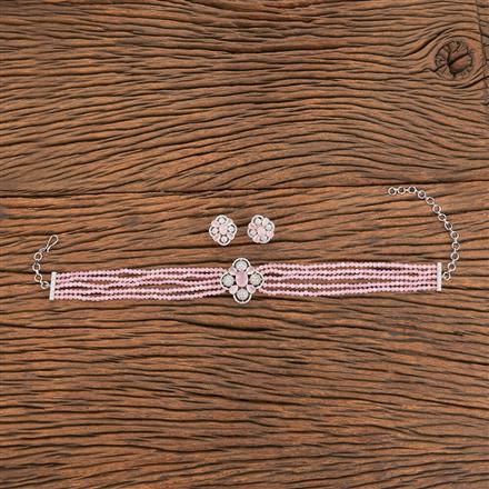 Cubic Zirconia Bandhai Necklace With Rhodium Plating