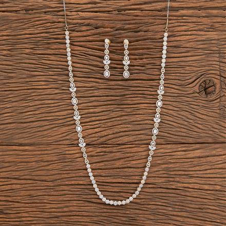 Cubic Zirconia Long Necklace With 2 Tone Plating