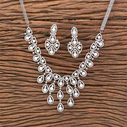 Cubic Zirconia Pearl Necklace With Gold Plating